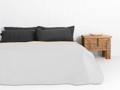 Κουβερλί Μονό Microfiber Διπλής Όψης Λευκό-Εκρού Γαρύφαλλο | Garifallo.gr